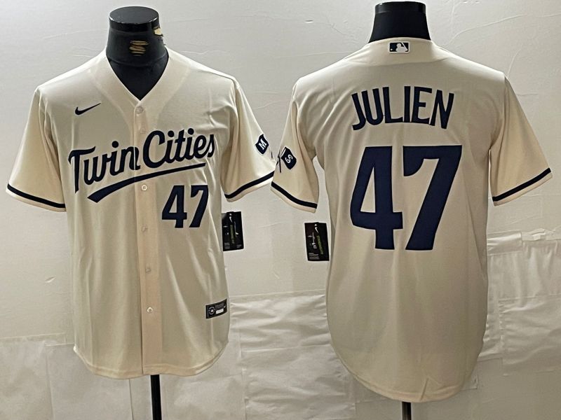 Men Minnesota Twins #47 Julien Cream 2024 Nike Game MLB Jersey style 2